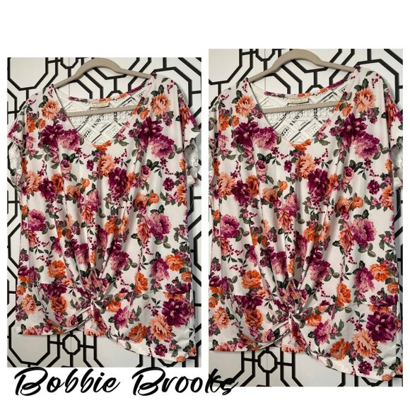 Bobbie Brooks Ladies V Neck, Lace Super Soft , Stretchy Blouse Size 1X Plus Size - Picture 1 of 6